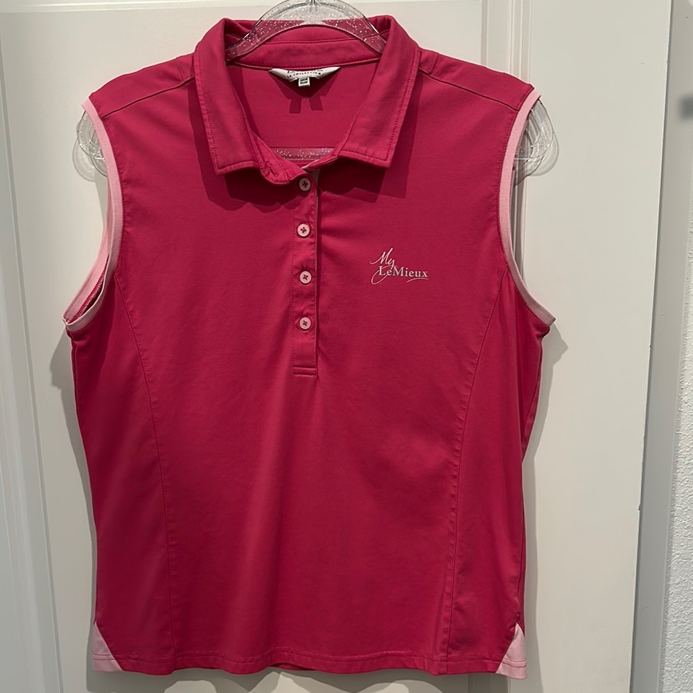 Pink Sleeveless Polo Shirt with Buttoned Collar XL